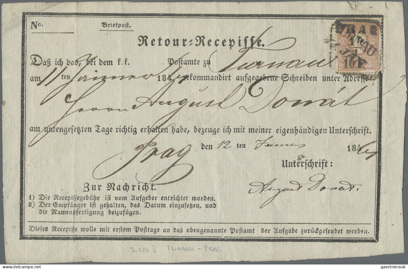 Österreich: 1851/1907, Spezial-Sammlung von 22 Retour-Recepissen, praktisch alle