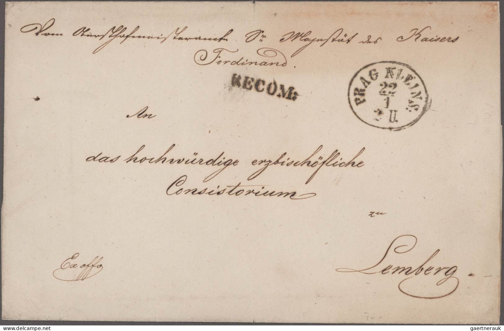 Österreich: 1852/1895, Lot von 8 unfrankierten Belegen "Ex Offo Briefe", dabei z