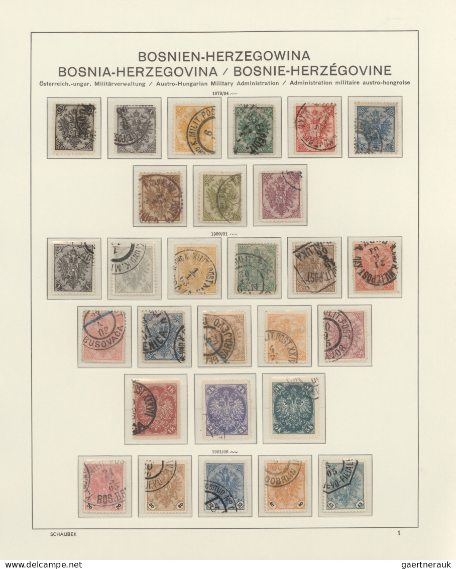 Österreich - Nebengebiete: 1850/1918, Gestempelte Sammlung im Schaubek-Vordruck