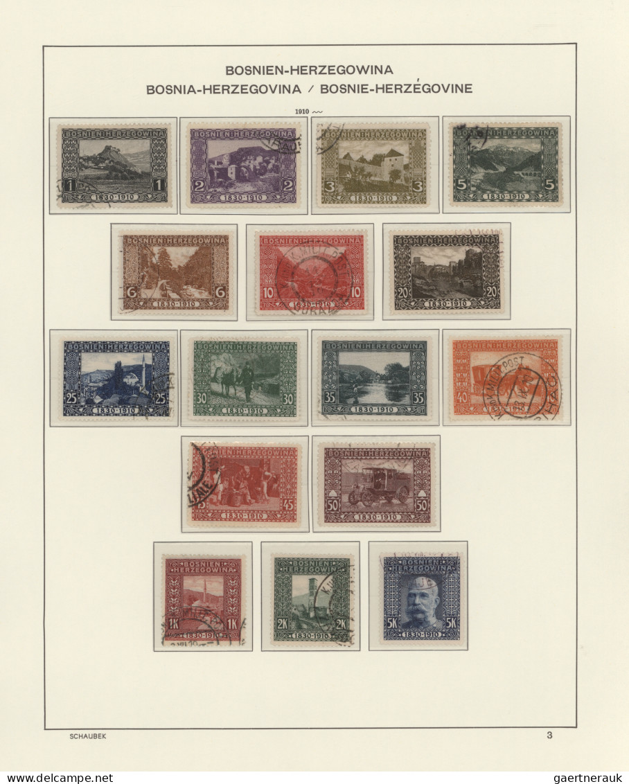 Österreich - Nebengebiete: 1850/1918, Gestempelte Sammlung im Schaubek-Vordruck