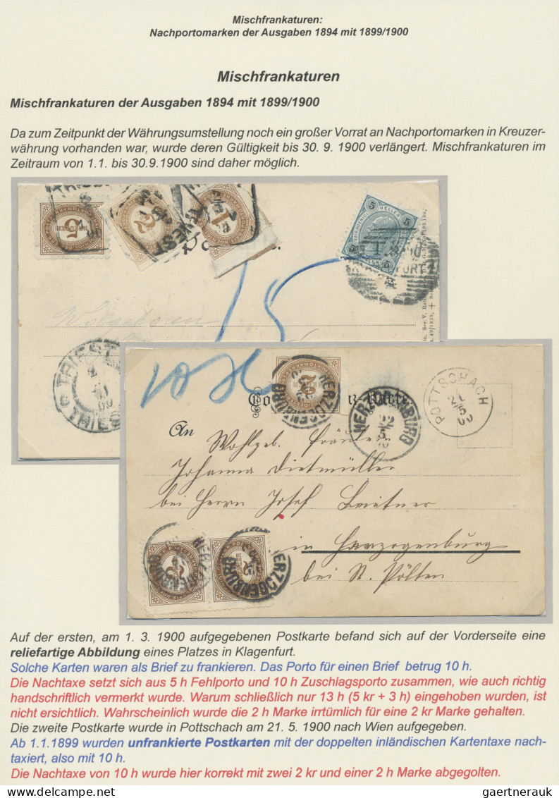 Österreich - Portomarken: 1894/1917, Spezialsammlung im Ringbinder, mit vielen b