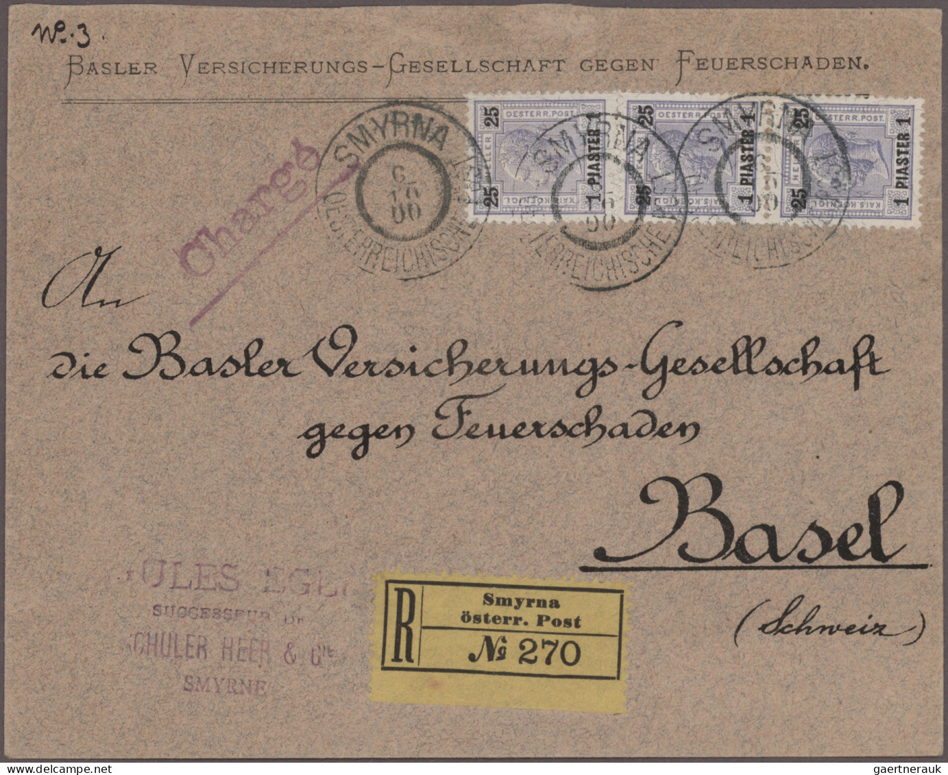 Österreichische Post In Der Levante: 1898/1914, Partie Von Fünf Belegen Sowie Ei - Levante-Marken