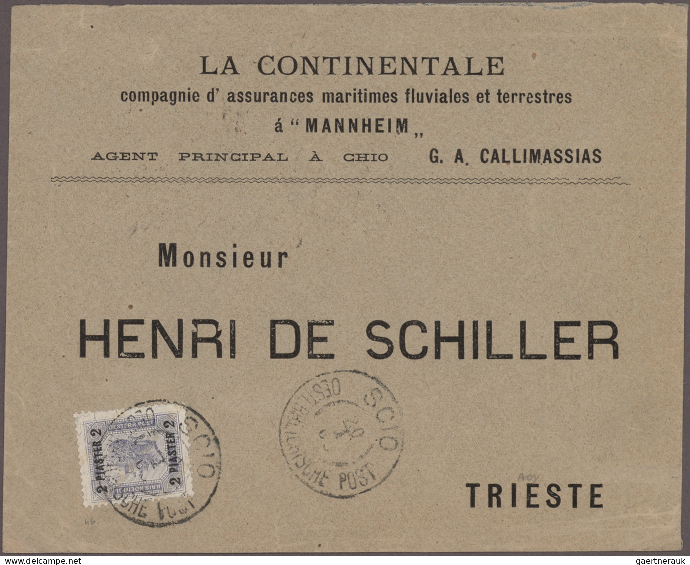 Österreichische Post In Der Levante: 1898/1914, Partie Von Fünf Belegen Sowie Ei - Oriente Austriaco