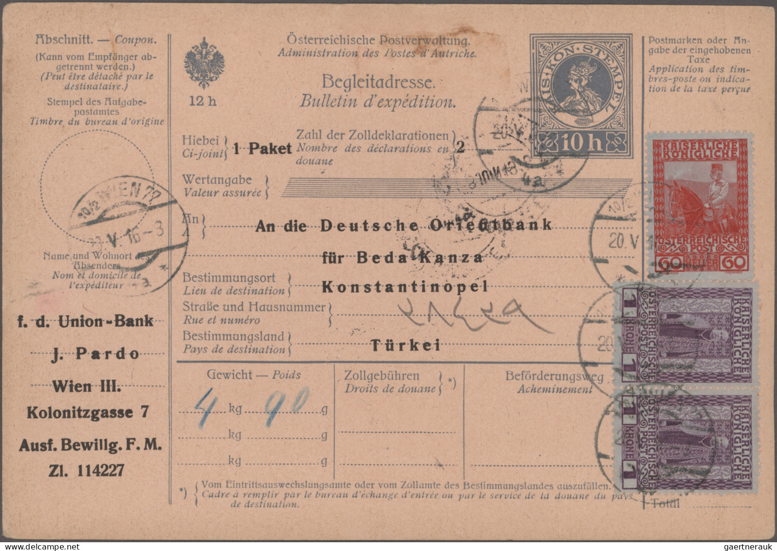 Österreich - Ganzsachen: 1916/1918 Posten Von 28 Vollständigen Paketbegleitadres - Otros & Sin Clasificación