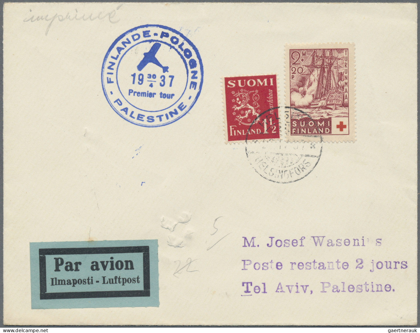 Poland: 1936/1937, Three Airmail Covers To Palestine: (1) Cover 27.X.1936 Lwow-H - Otros & Sin Clasificación