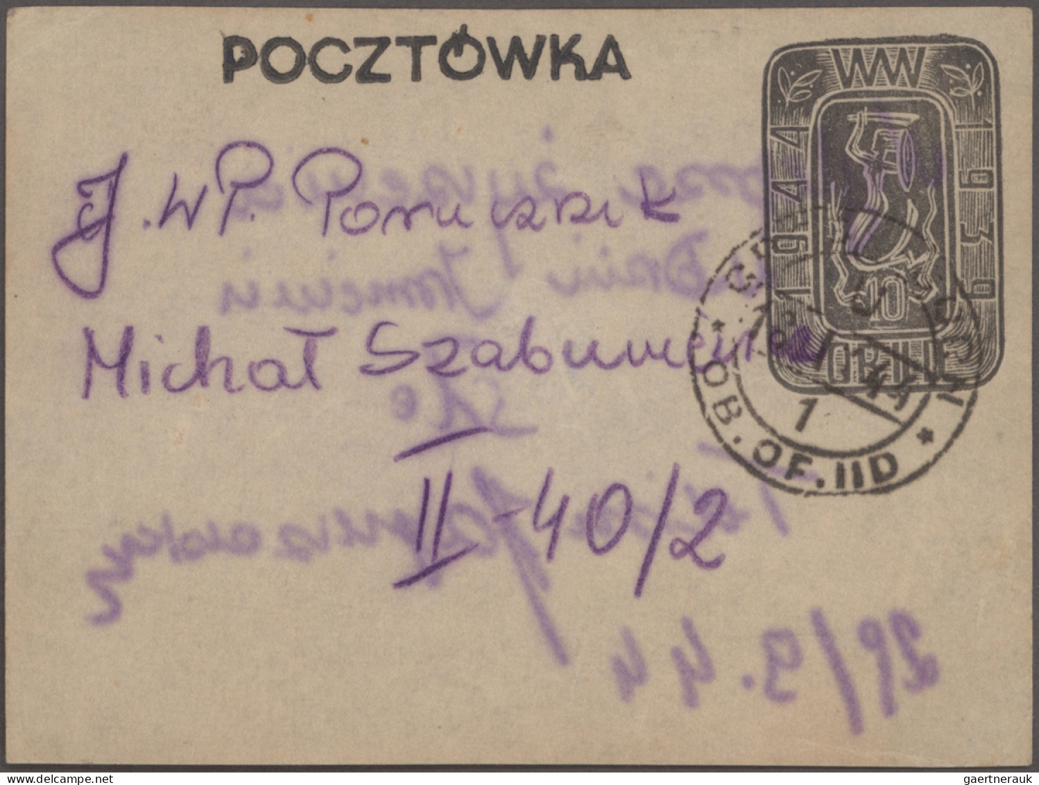 Poland Camp Mail: 1943/1945, Collection Of 18 Stamps And Three Stationeries, Som - Other & Unclassified