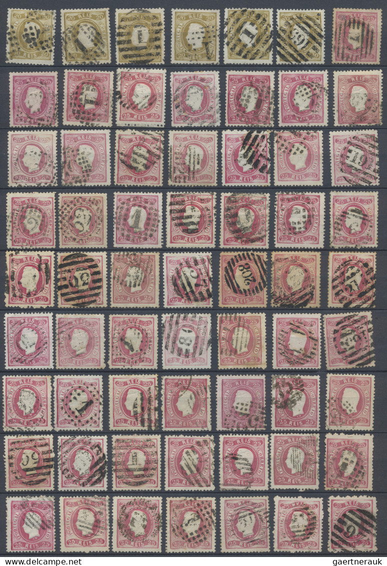 Portugal: 1867/1870, Definitives Luis With Curved Value Tablets, Specialised Ass - Gebruikt