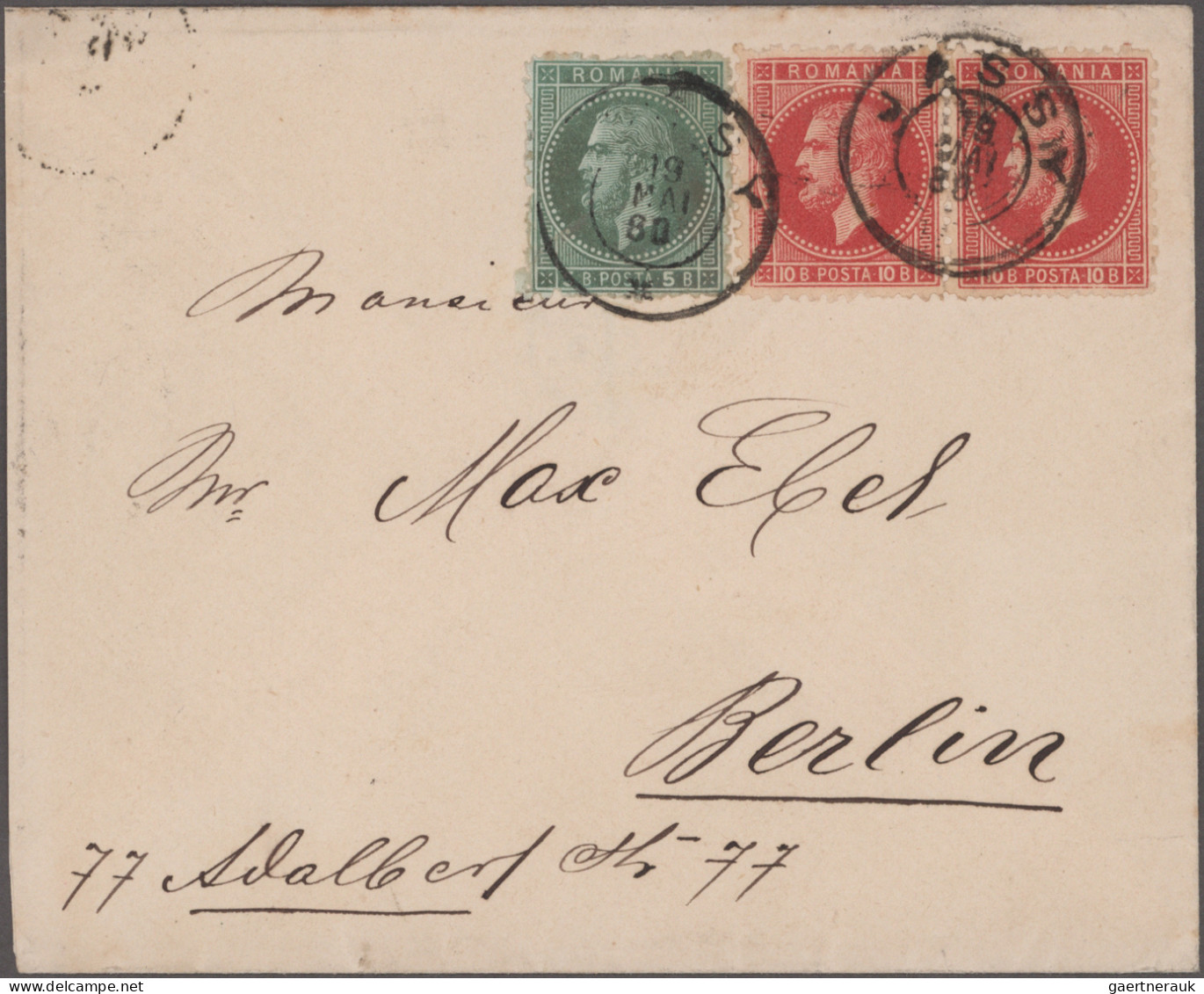 Romania: 1880/1892, Lot Of Four Covers Addressed To Max Ebel In Berlin (1), Resp - Brieven En Documenten