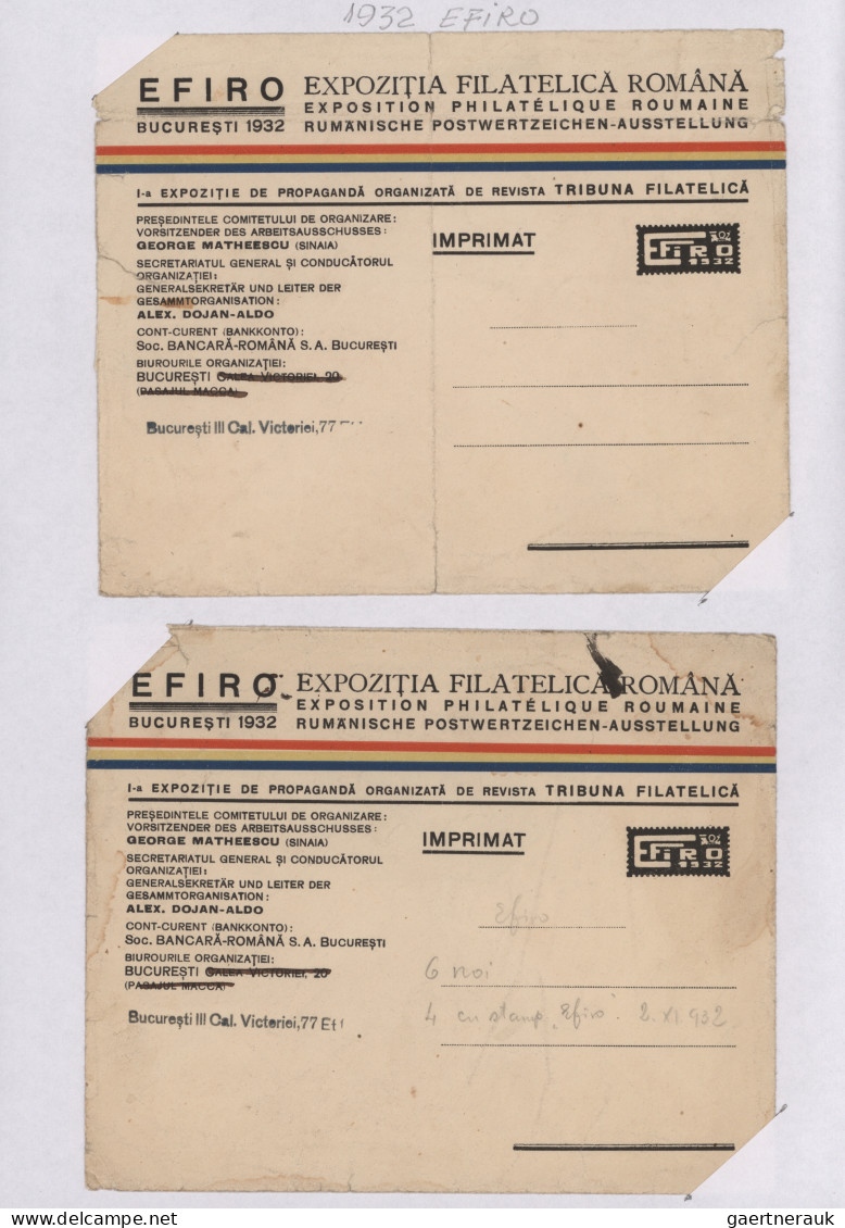 Romania: 1932 "EFIRO Exhibition" And Others: Postal & Philatelic History Collect - Brieven En Documenten