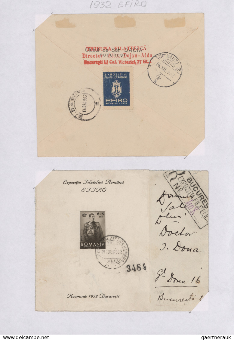 Romania: 1932 "EFIRO Exhibition" And Others: Postal & Philatelic History Collect - Storia Postale