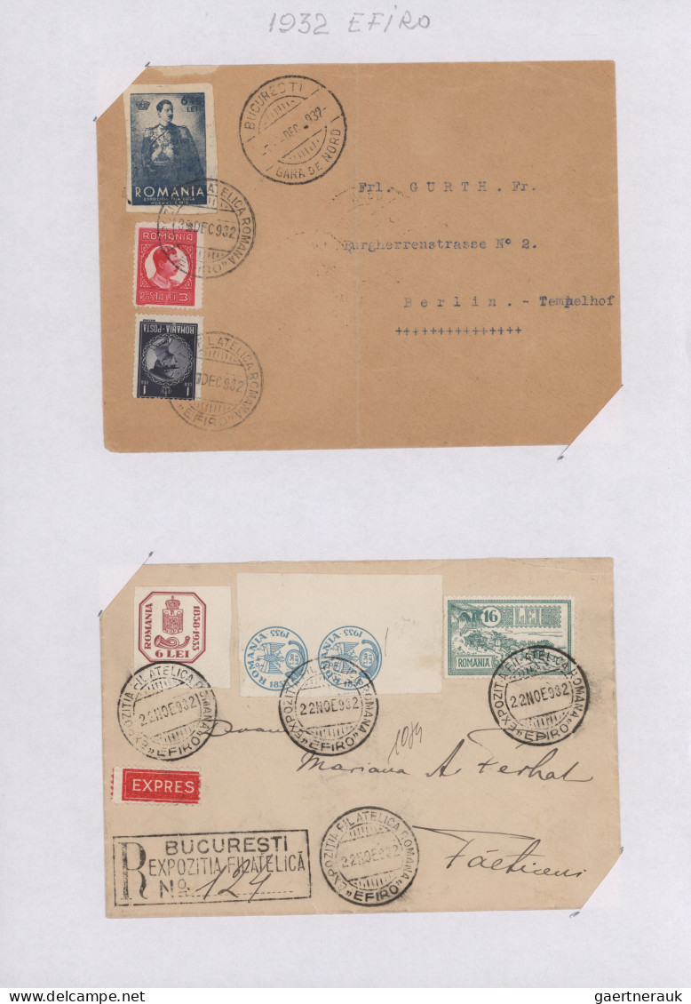 Romania: 1932 "EFIRO Exhibition" and others: Postal & Philatelic history collect