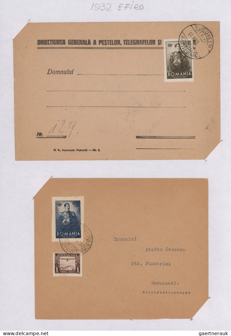 Romania: 1932 "EFIRO Exhibition" and others: Postal & Philatelic history collect