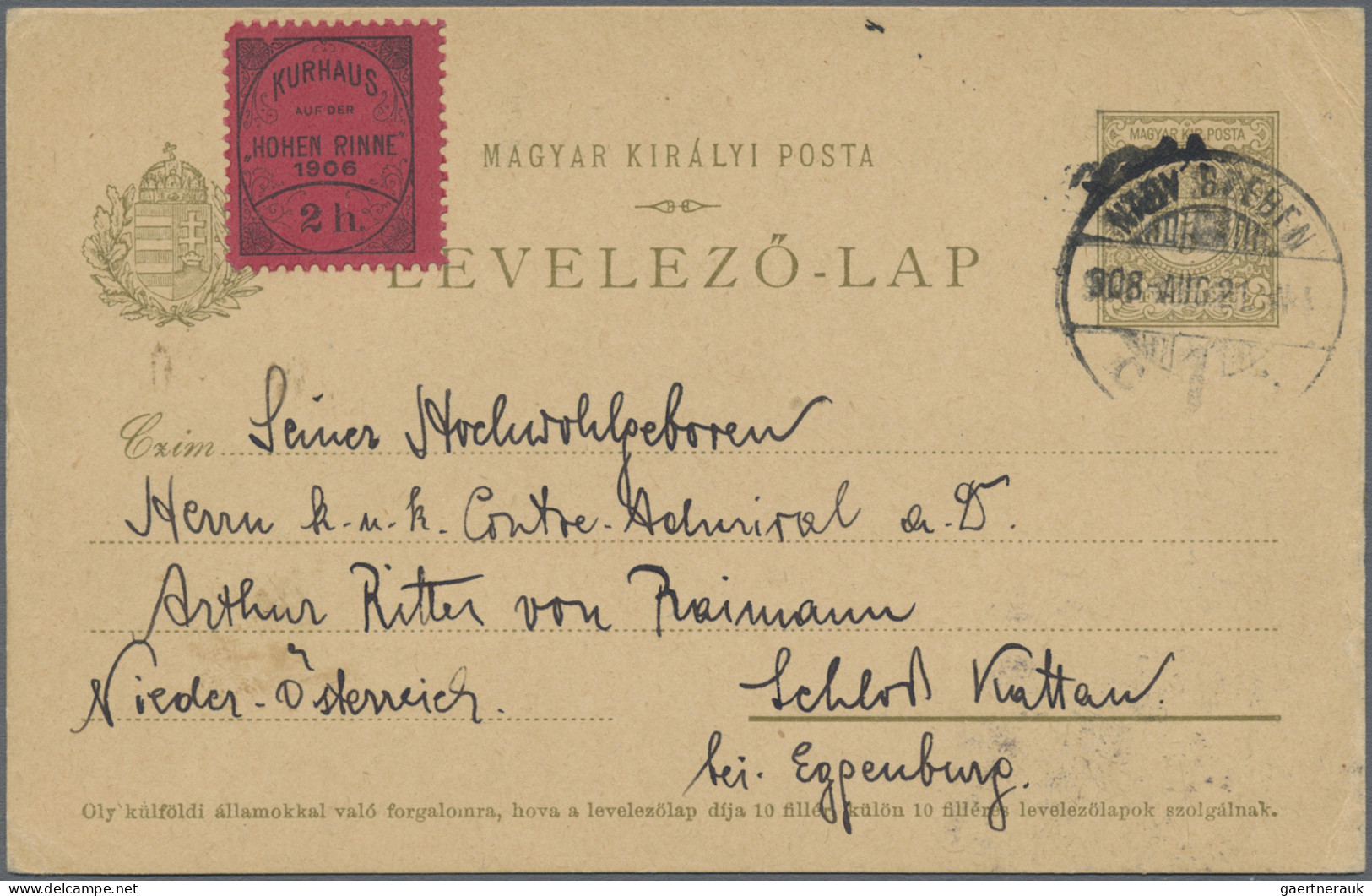 Romania - Specialities: 1906/1924, Hotel Mail "Hohe Rinne" And "Bistra", Group O - Sonstige & Ohne Zuordnung