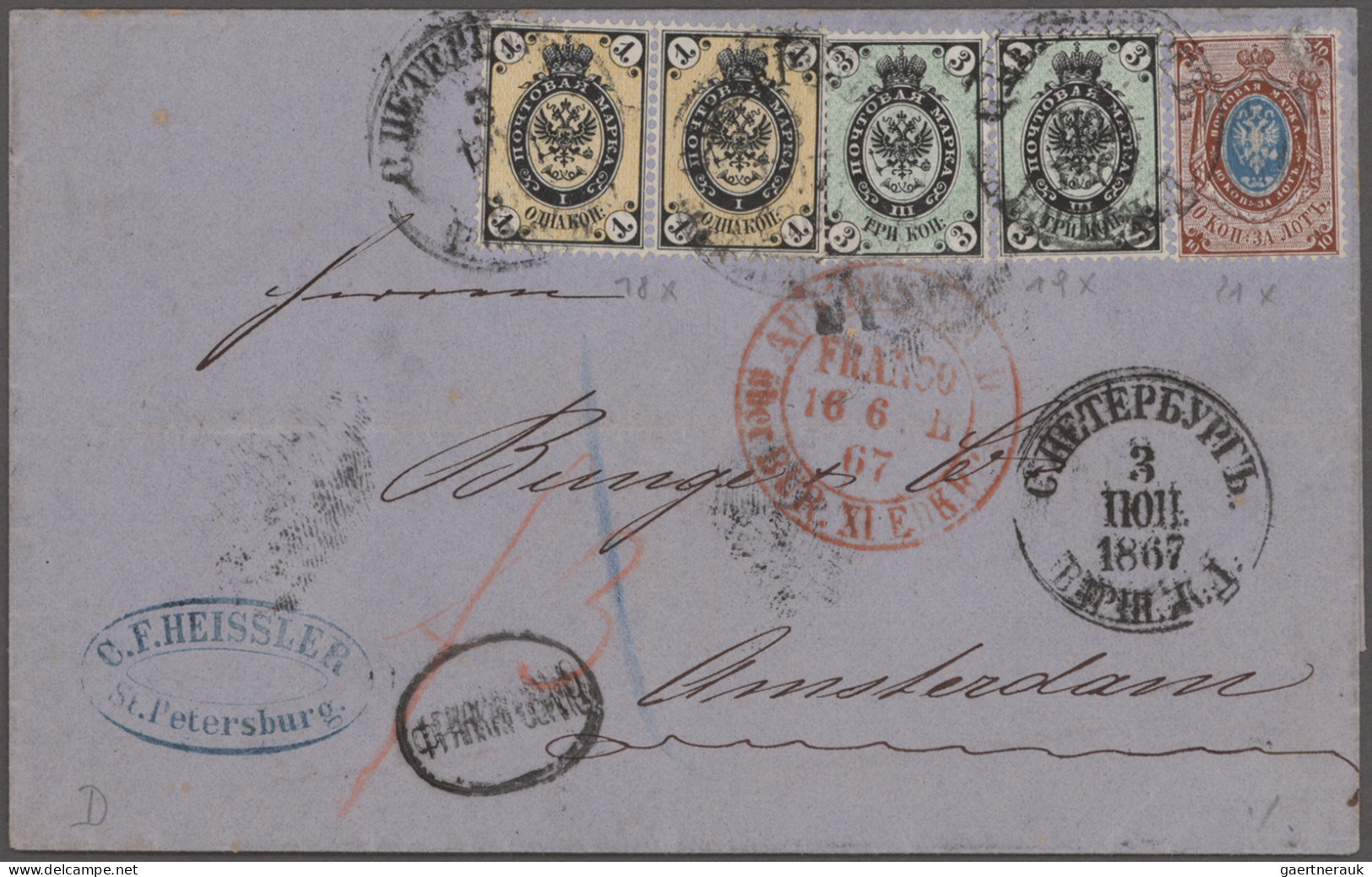 Russia: 1854-1883: Collection Of 22 Covers And Postcards Including 16 Items From - Briefe U. Dokumente