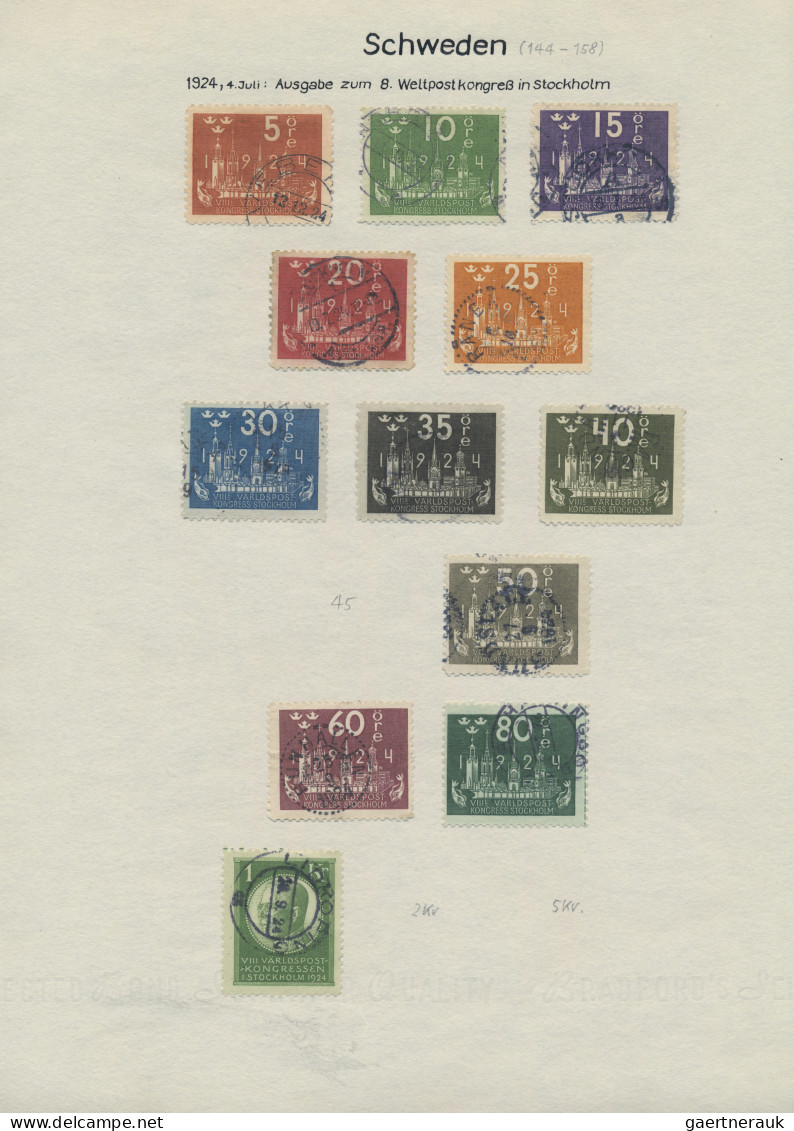 Sweden: 1855/1955 (ca.), Fine Used Collection On Pages, From 1855 8sk. Orange (b - Oblitérés