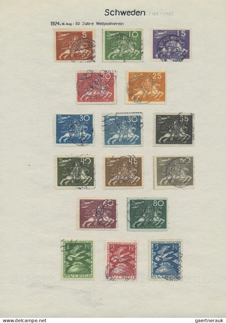 Sweden: 1855/1955 (ca.), Fine Used Collection On Pages, From 1855 8sk. Orange (b - Oblitérés