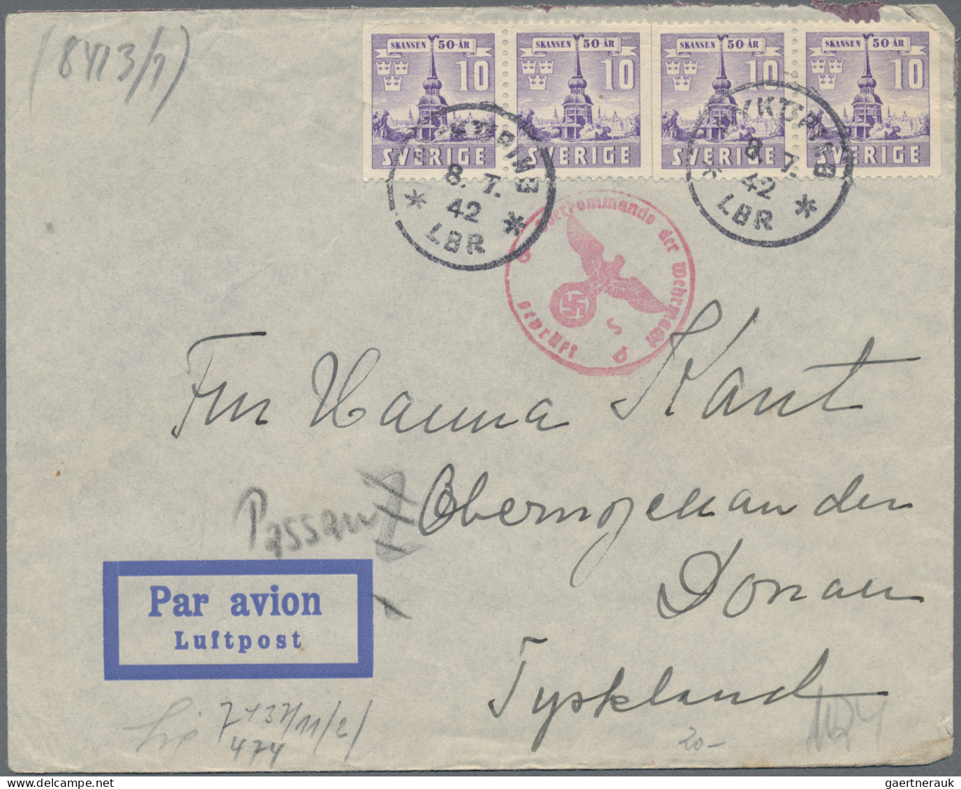 Sweden: 1877/1988, Balance Of Apprx. 280 Covers/cards Incl. Registered, Censored - Storia Postale