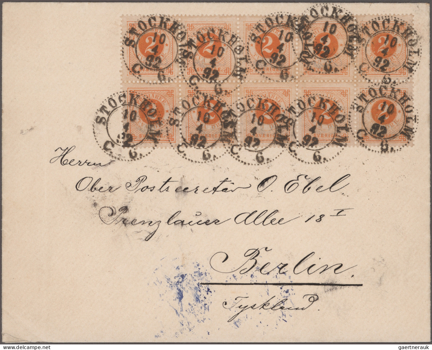 Sweden: 1892/1893, Cypher/Oscar, Two Covers From Helsingborg Resp. Stockholm To - Cartas & Documentos