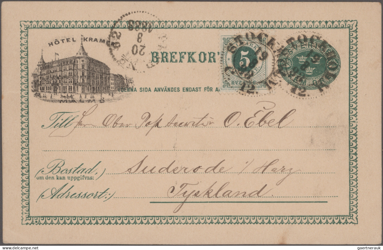 Sweden - Postal Stationery: 1886/1922, Lot Of Seven Commercially Used Stationery - Postal Stationery
