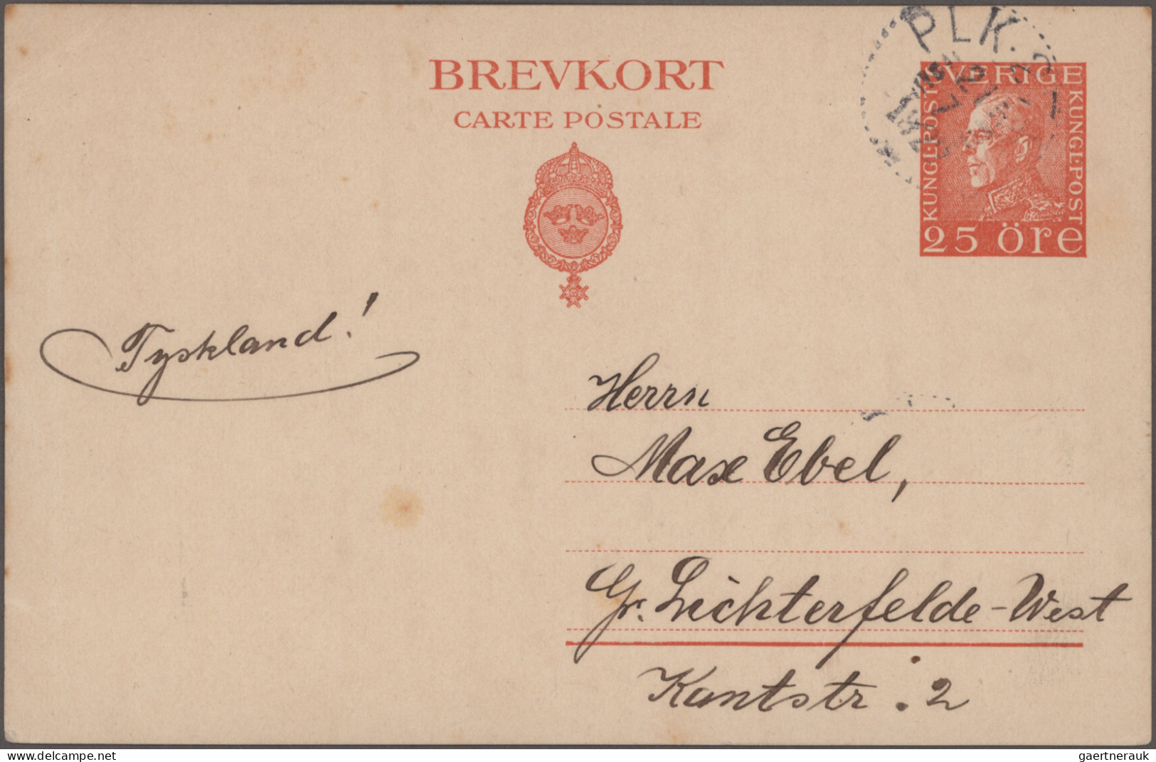 Sweden - postal stationery: 1886/1922, lot of seven commercially used stationery