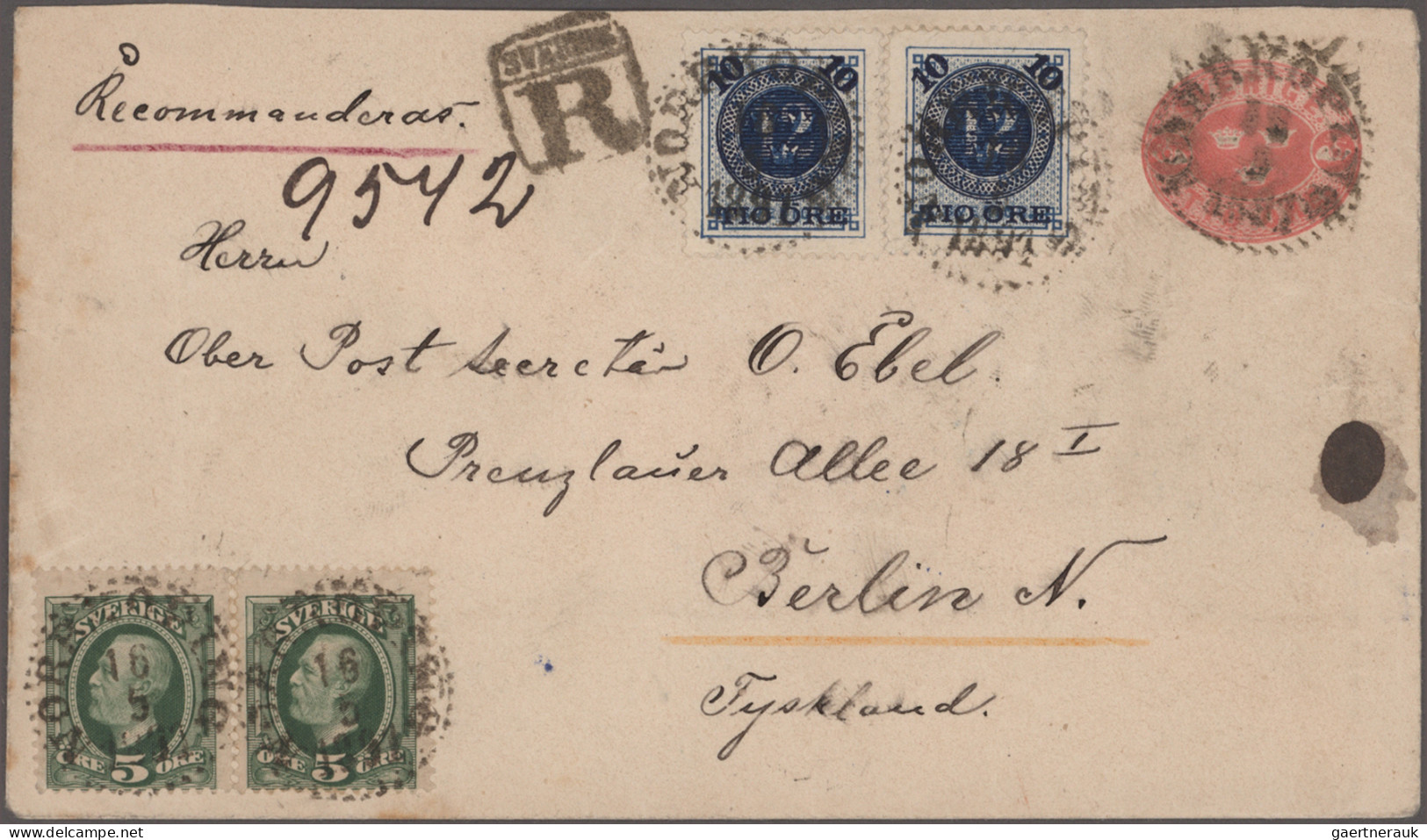 Sweden - Postal Stationery: 1891/1895, Lot Of Six Uprated Stationery Envelopes W - Postwaardestukken
