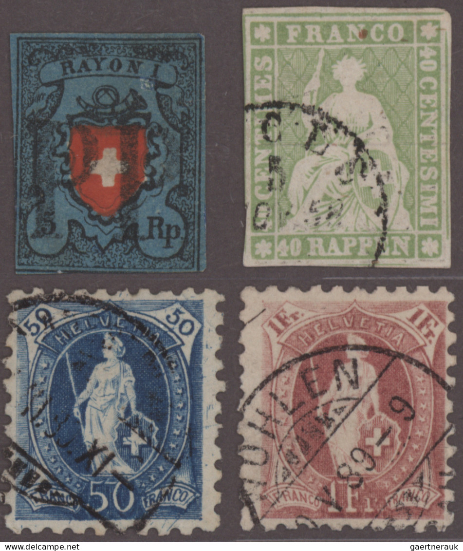 Schweiz: 1850/1908 Kleine Sammlung Von 53 Gestempelten Marken Ab Rayon I-III, Da - Verzamelingen