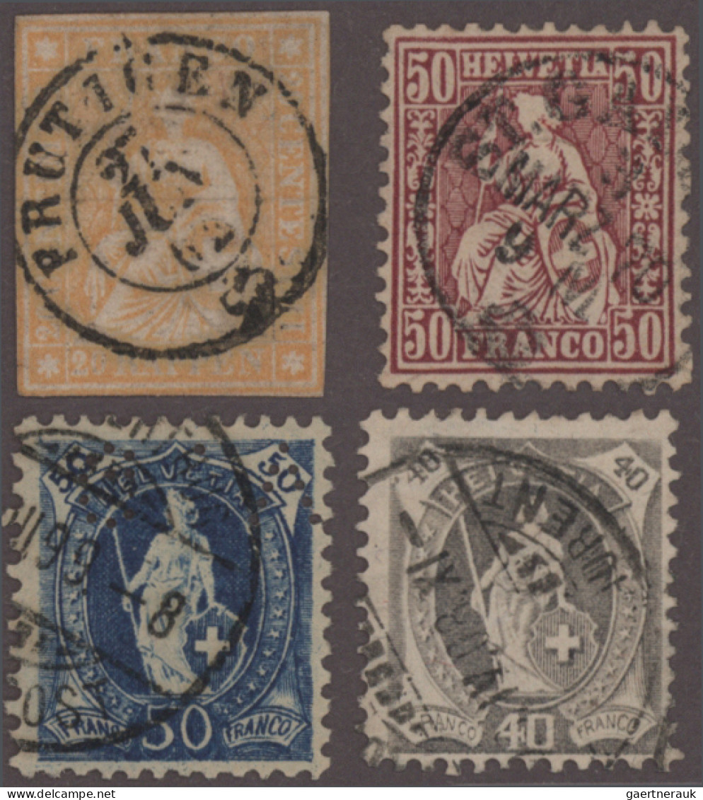 Schweiz: 1854/1908 Partie Mit Rund 120 Gestempelten Marken Ab Strubel Bis Stehen - Sammlungen