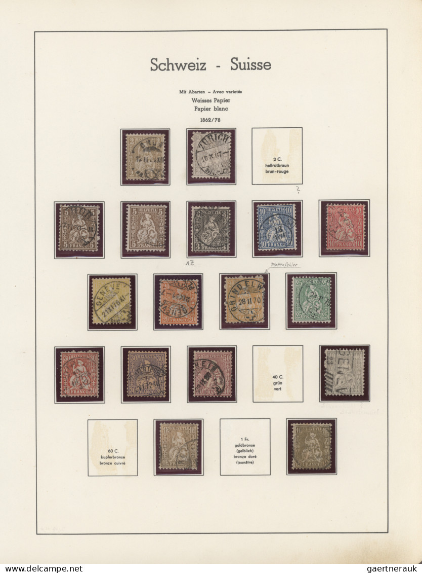 Schweiz: 1862/1880 (ca.), SITZENDE HELVETIA, Meist Gestempelte Sammlung Mit Ca. - Verzamelingen