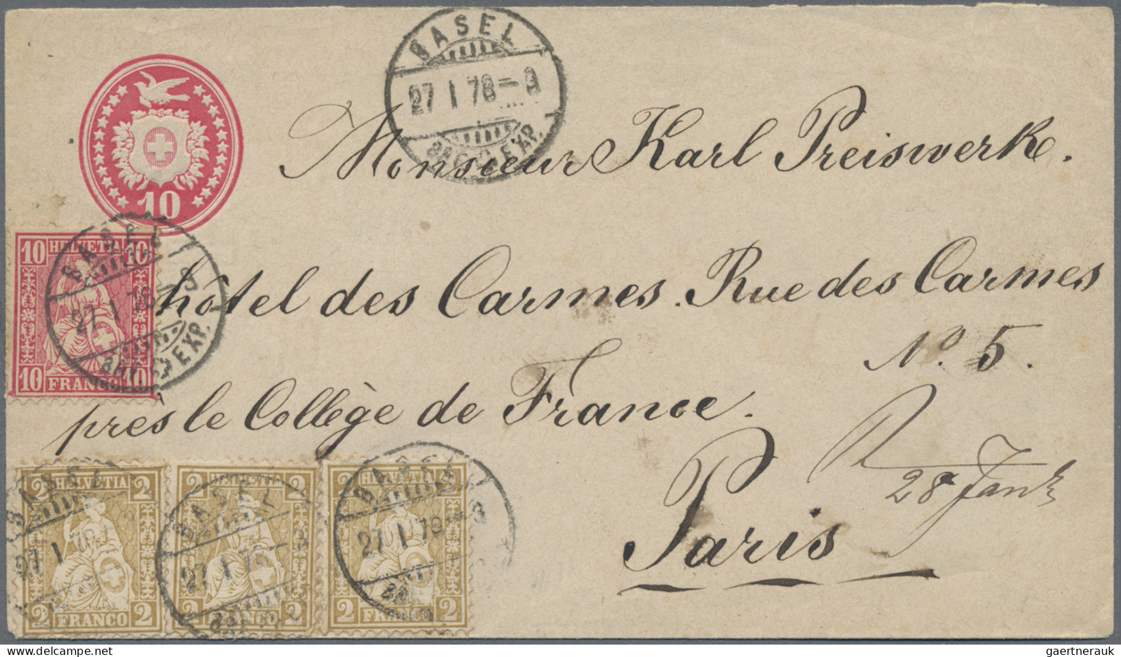 Schweiz: 1862/1881 Posten Von 37 Belegen Alle Mit Frankaturen 'Sitzende Helvetia - Lotti/Collezioni