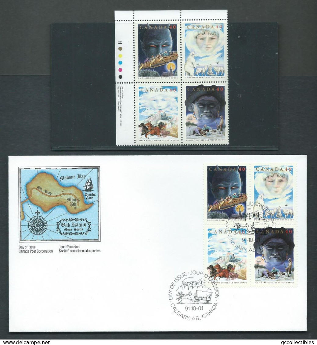 Canada # 1337a UL. PB. MNH + FDC - Canadian Folflore - 2 - Hojas Bloque
