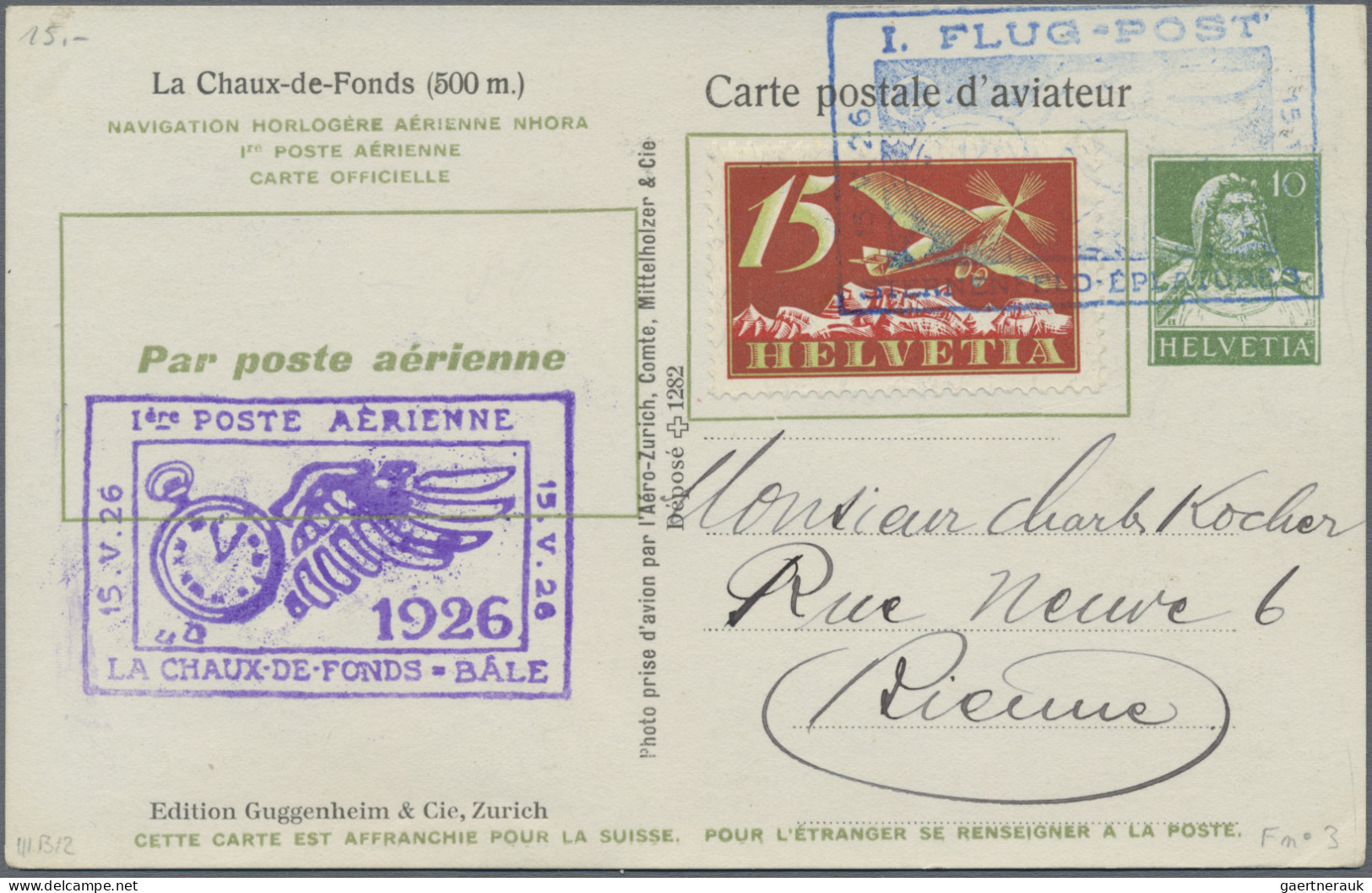 Schweiz: 1926/1947, Kleines Lot Von 20 Flugpostbriefen Und -karten, Dabei Einsch - Lotes/Colecciones