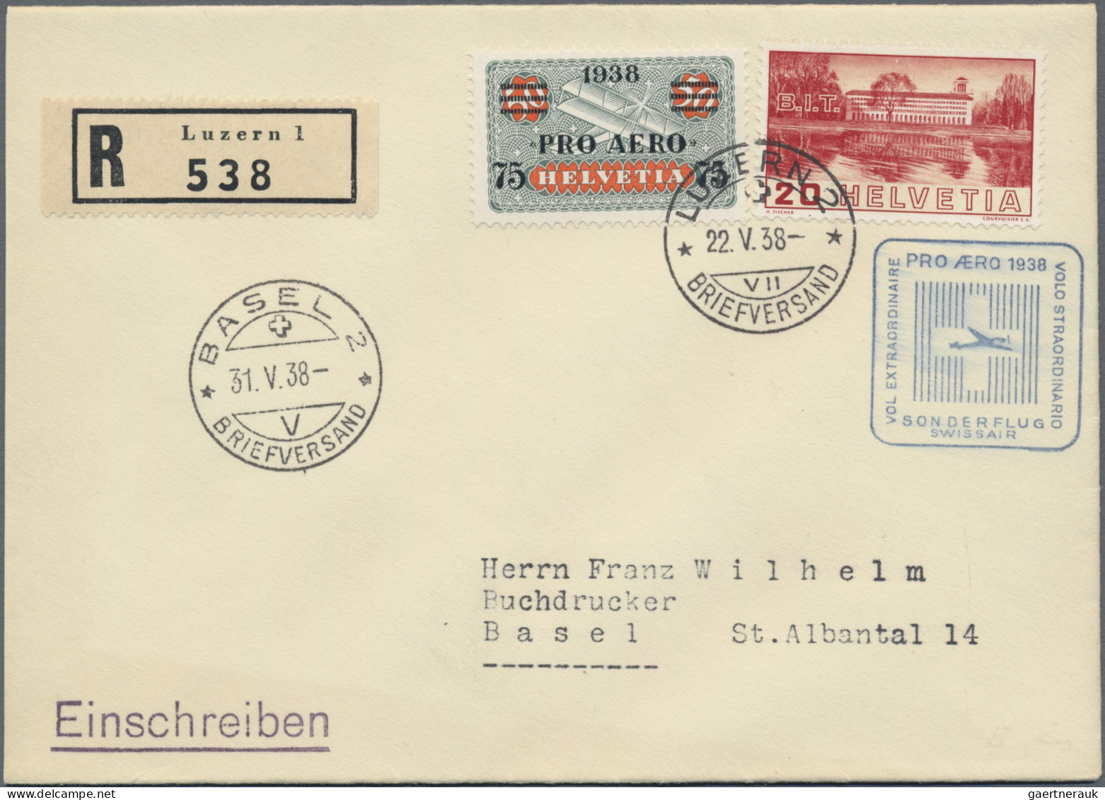 Schweiz: 1926/1947, Kleines Lot Von 20 Flugpostbriefen Und -karten, Dabei Einsch - Collections