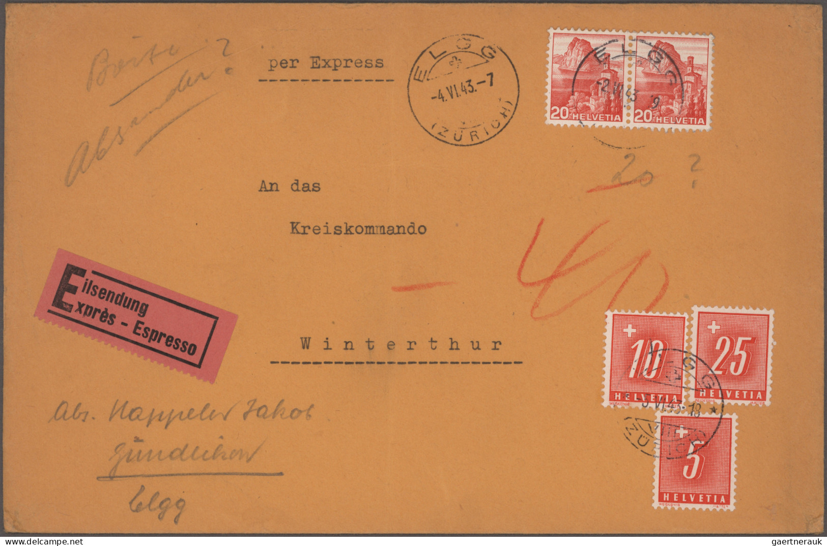 Schweiz - Portomarken: 1939/1953, Sammlung Von 221 Unzureichend Frankierten Brie - Taxe