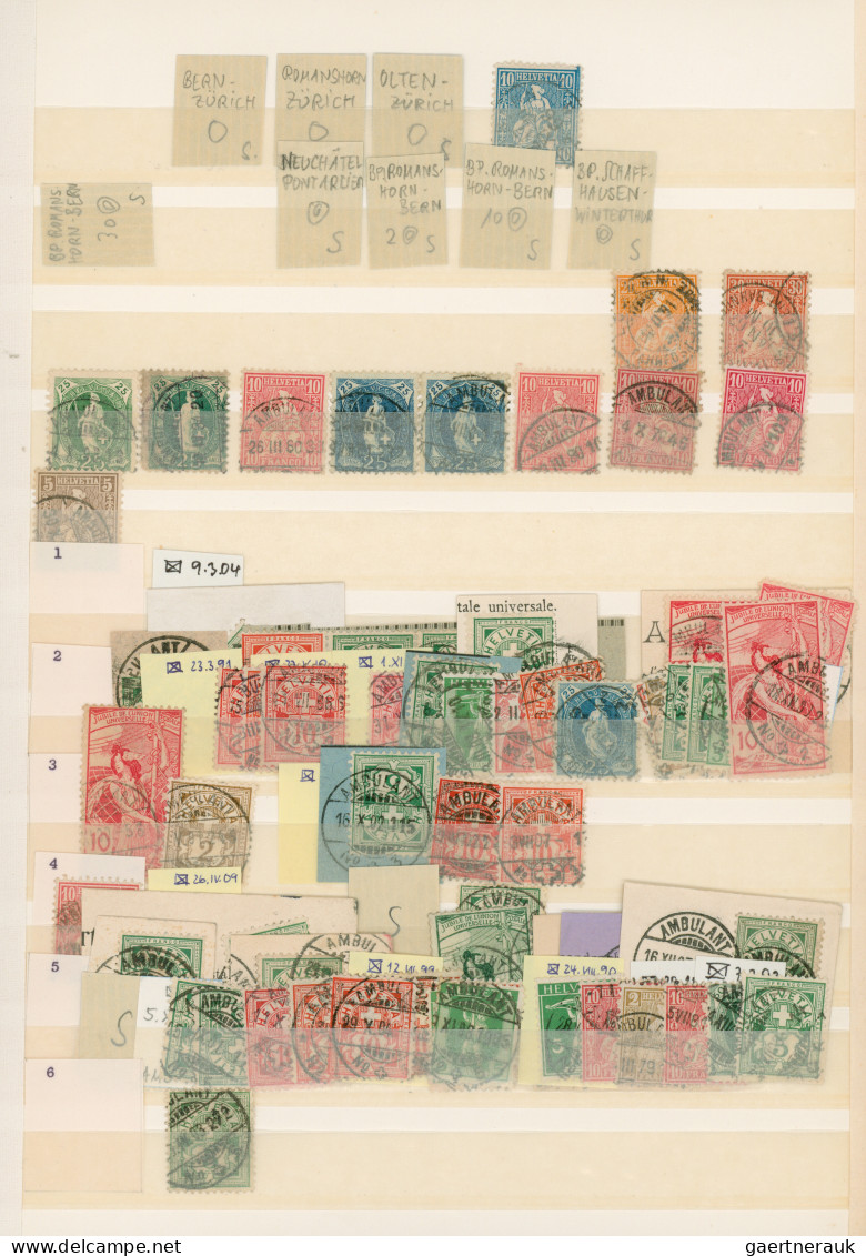 Schweiz - Stempel: 1880/1980 (ca.), Bahnpost-/Bahnstempel, Vielseitiger Sammlung - Postmark Collection