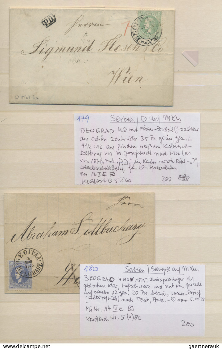 Serbia: 1866/1880 (ca.), Milan Issues, Assortment Of Eight Covers And Six Single - Servië