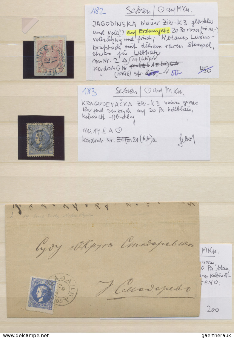 Serbia: 1866/1880 (ca.), Milan issues, assortment of eight covers and six single