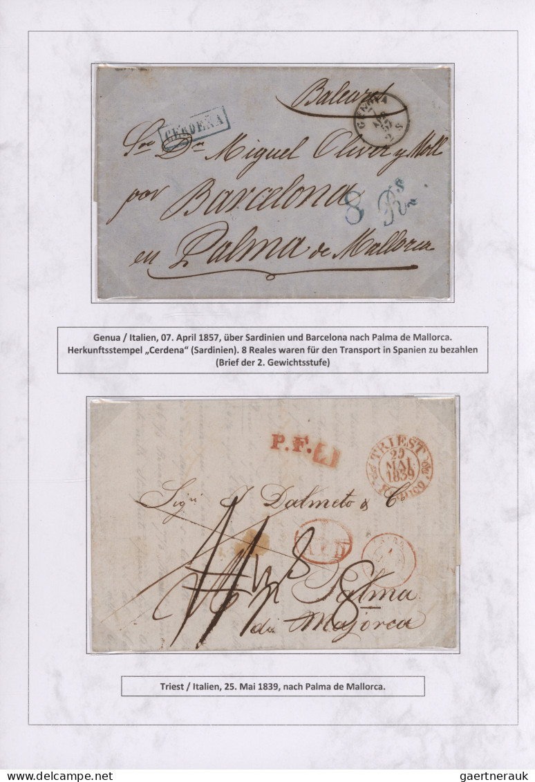 Spain: 1760/1880 "THE POSTAL HISTORY OF THE BALEARIC ISLANDS": Exhibition collec