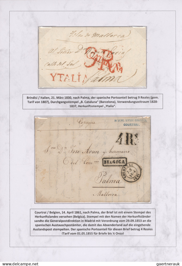 Spain: 1760/1880 "THE POSTAL HISTORY OF THE BALEARIC ISLANDS": Exhibition collec