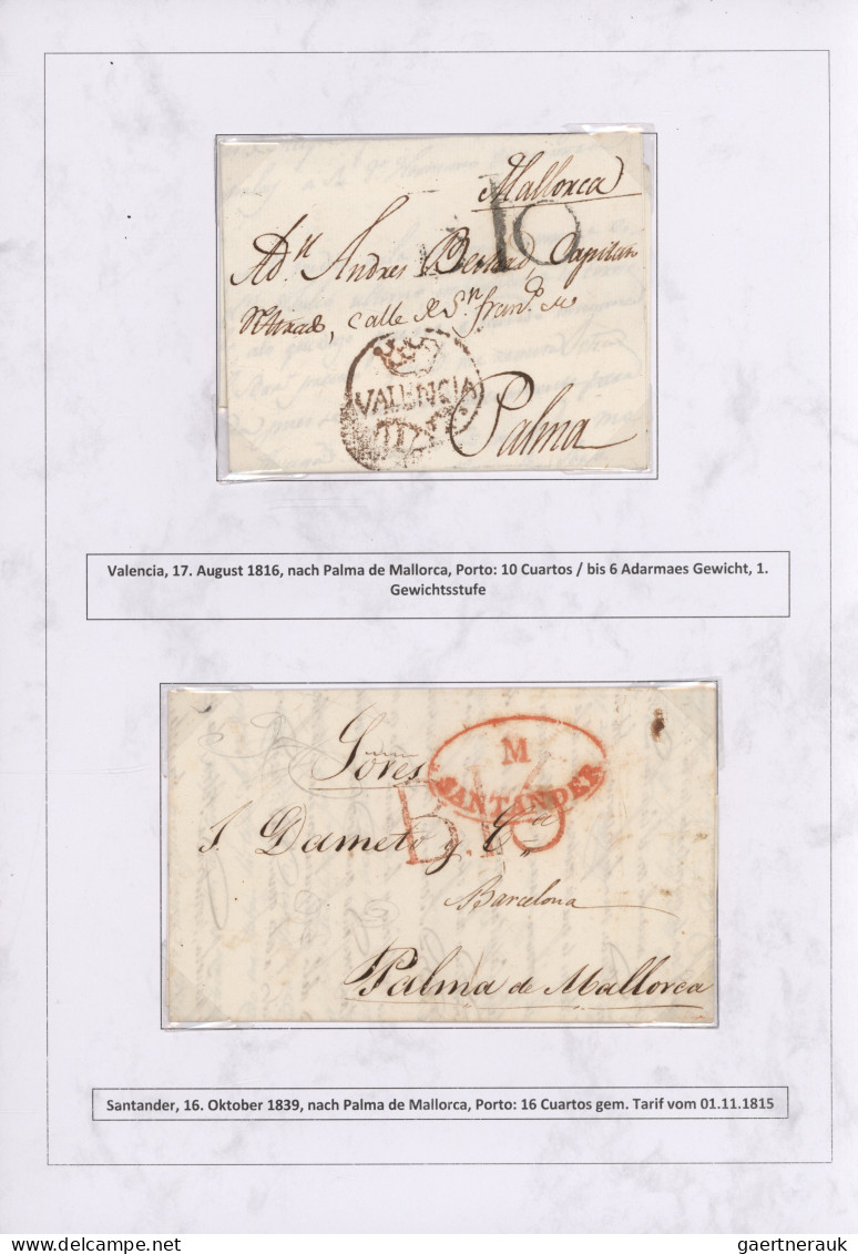 Spain: 1760/1880 "THE POSTAL HISTORY OF THE BALEARIC ISLANDS": Exhibition collec