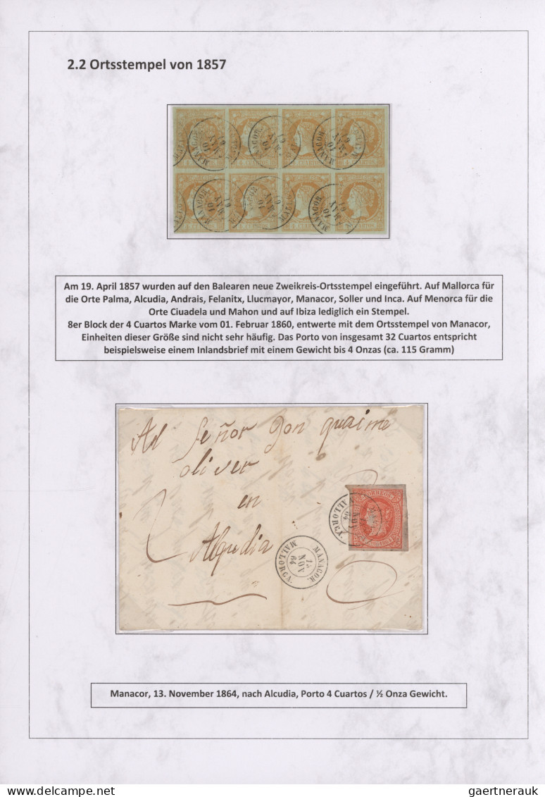 Spain: 1760/1880 "THE POSTAL HISTORY OF THE BALEARIC ISLANDS": Exhibition collec