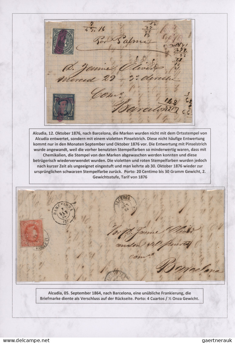 Spain: 1760/1880 "THE POSTAL HISTORY OF THE BALEARIC ISLANDS": Exhibition collec