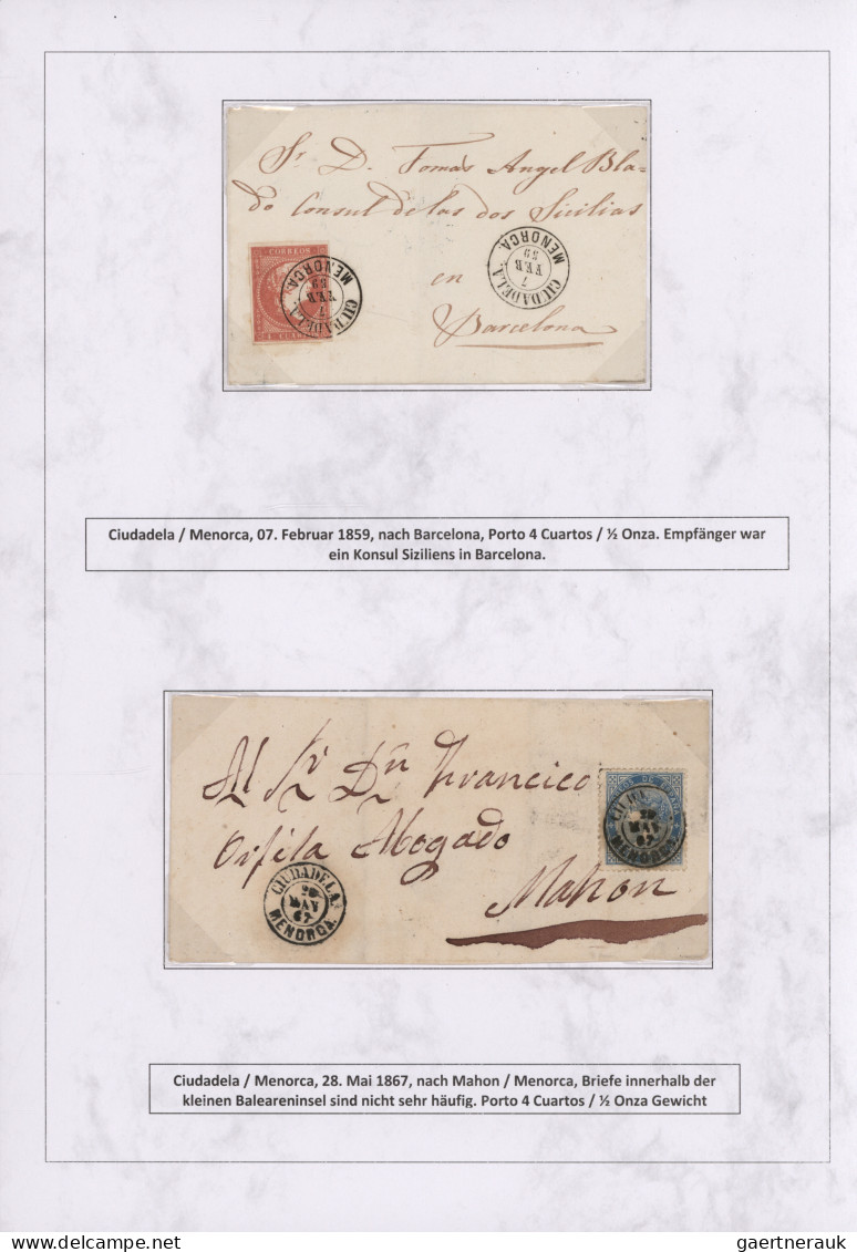 Spain: 1760/1880 "THE POSTAL HISTORY OF THE BALEARIC ISLANDS": Exhibition collec