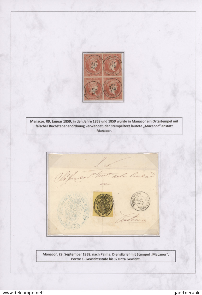 Spain: 1760/1880 "THE POSTAL HISTORY OF THE BALEARIC ISLANDS": Exhibition collec