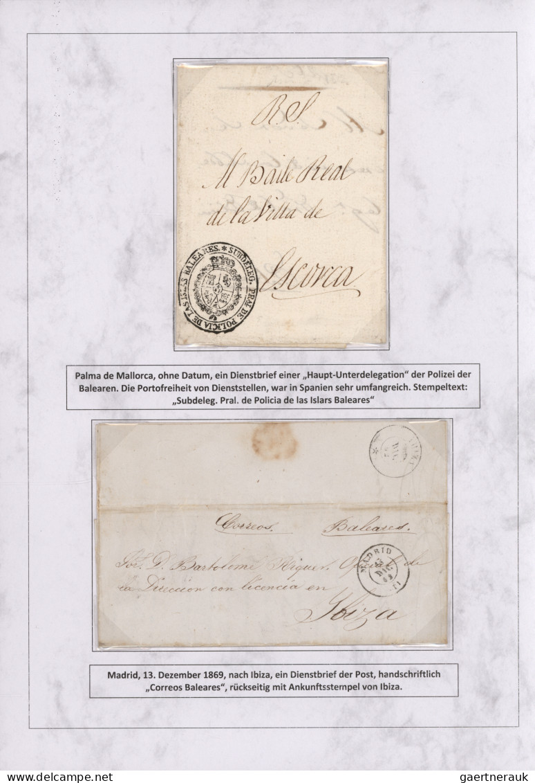 Spain: 1760/1880 "THE POSTAL HISTORY OF THE BALEARIC ISLANDS": Exhibition collec