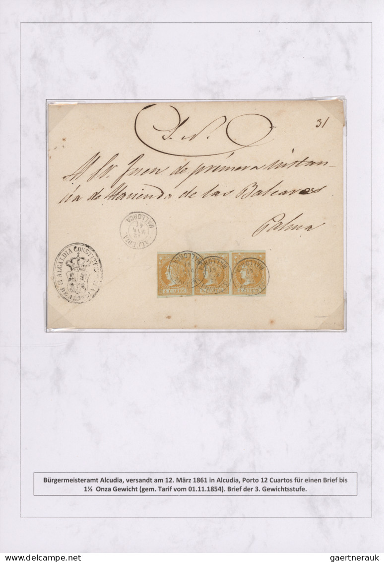 Spain: 1760/1880 "THE POSTAL HISTORY OF THE BALEARIC ISLANDS": Exhibition collec