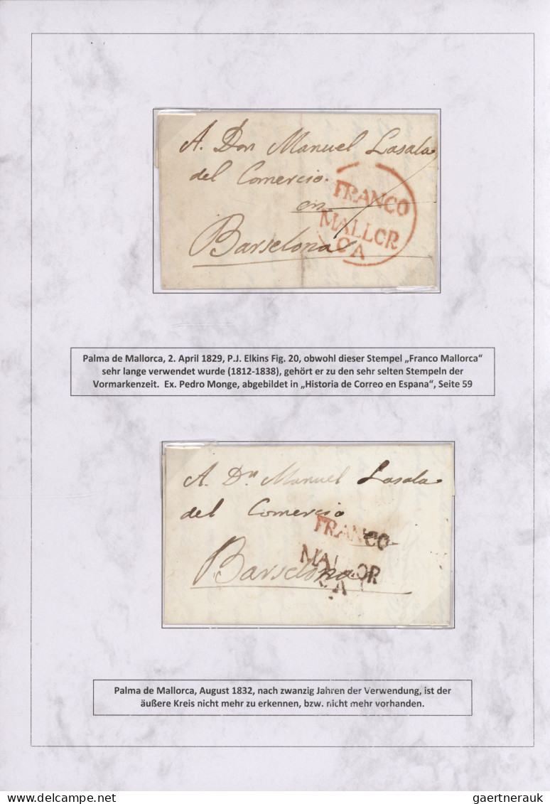 Spain: 1760/1880 "THE POSTAL HISTORY OF THE BALEARIC ISLANDS": Exhibition collec