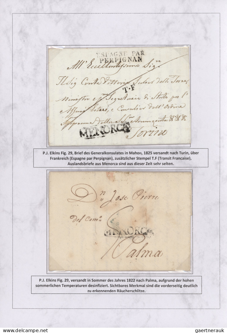 Spain: 1760/1880 "THE POSTAL HISTORY OF THE BALEARIC ISLANDS": Exhibition collec