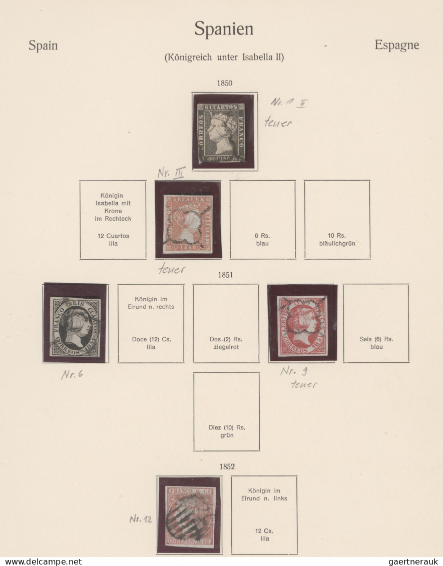 Spain: 1850/2014, Sammlung Marken und Briefe in insgesamt 12 Alben ab der Nr. 1