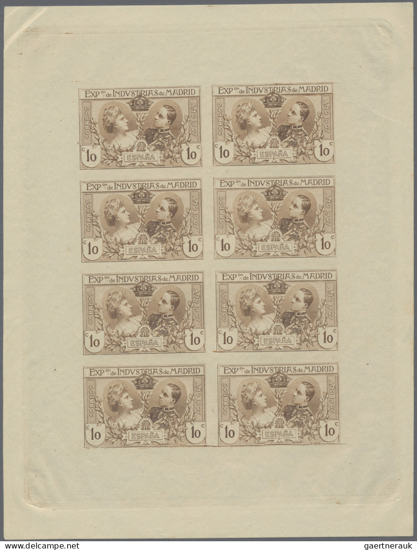 Spain: 1907, Madrid Industrial Exhibition, Set Of 36 Imperforate Colour Proof Mi - Other & Unclassified