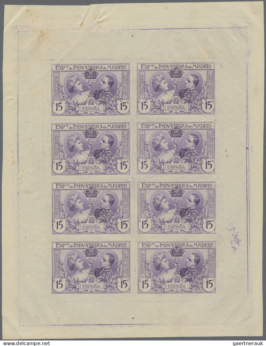 Spain: 1907, Madrid Industrial Exhibition, Set Of 36 Imperforate Colour Proof Mi - Andere & Zonder Classificatie